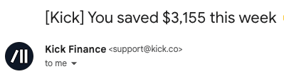 An email subject line reads "You saved $3,155 this week"