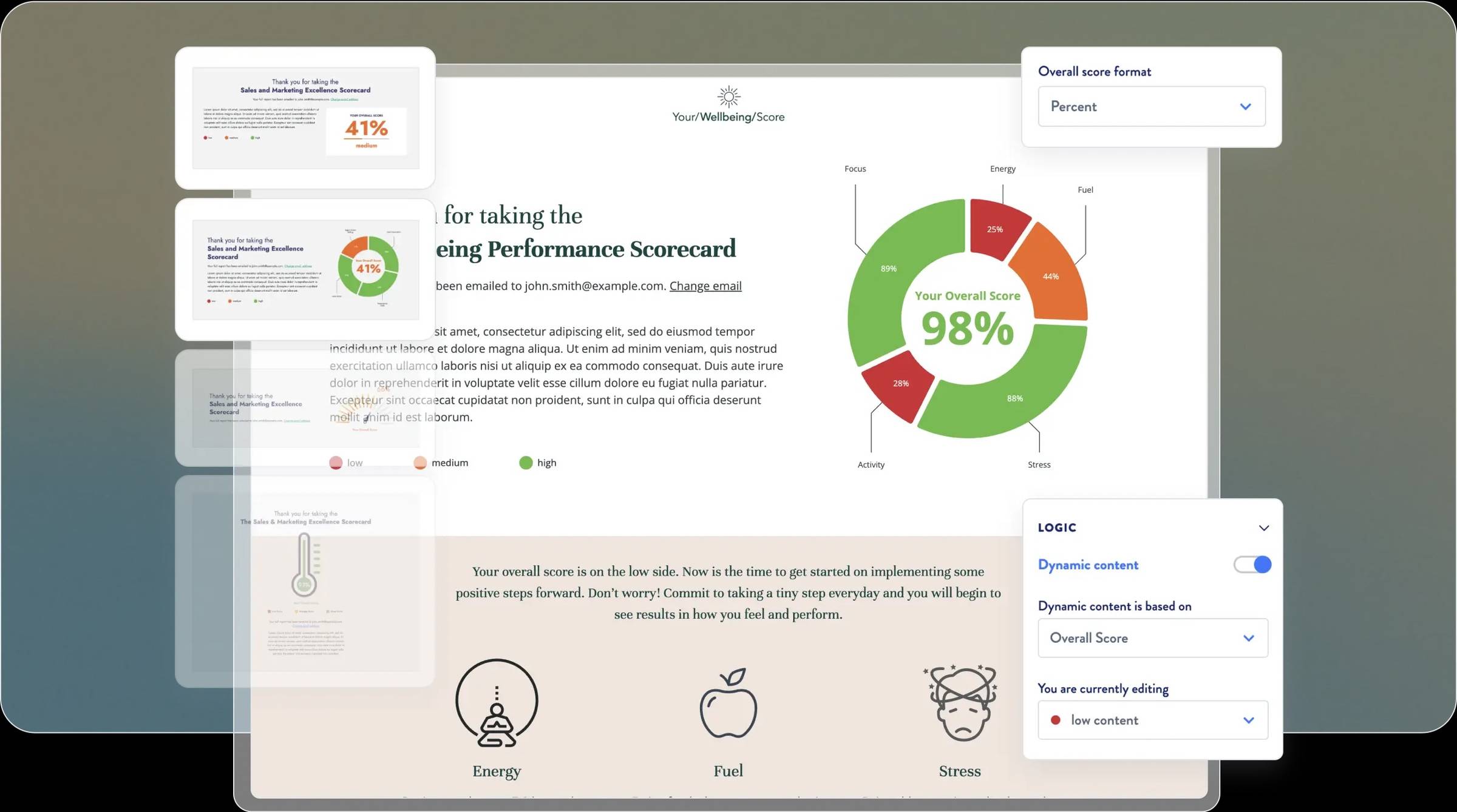 Screenshot of ScoreApp analytics dashboard