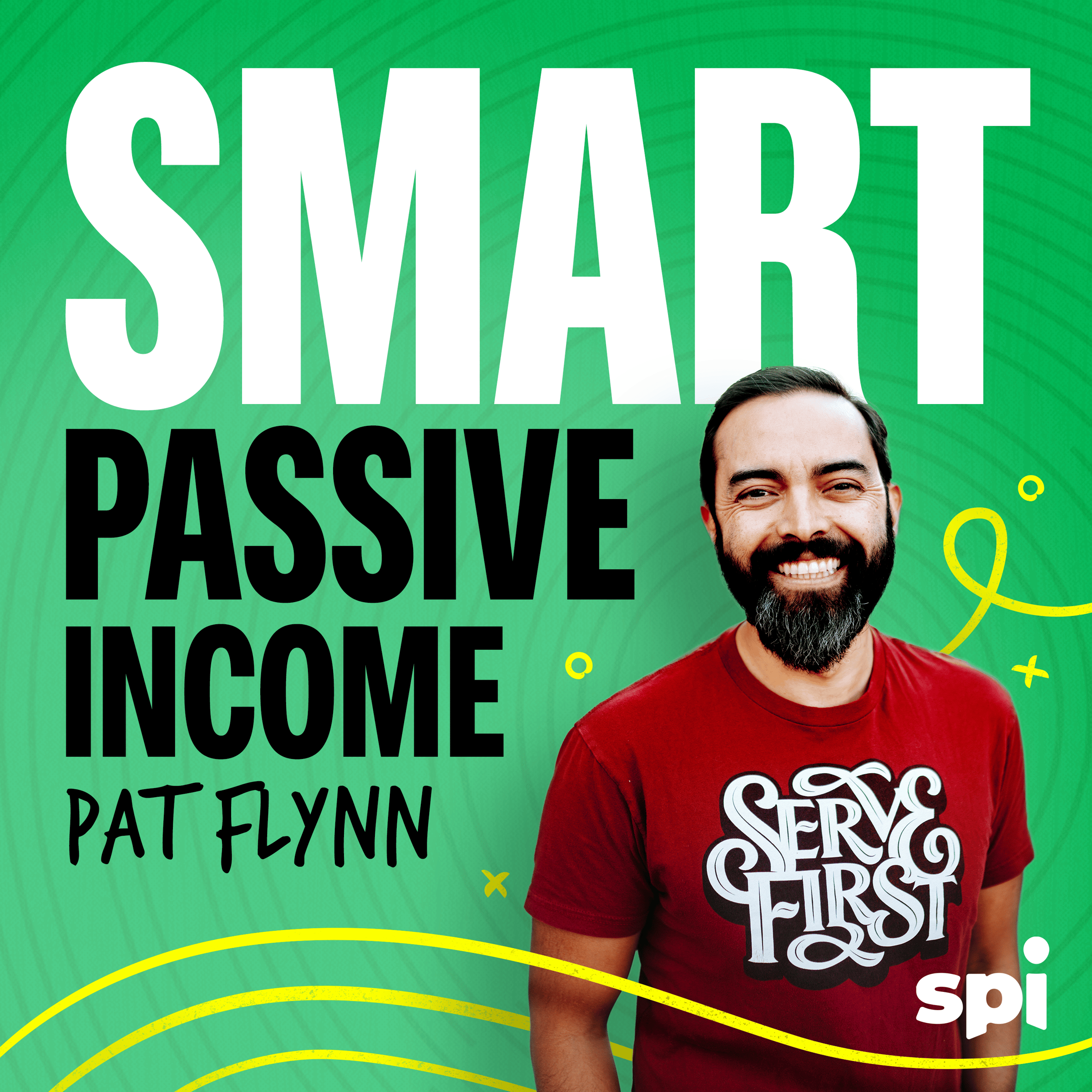 The SPI podcast cover image; green background with Pat Flynn