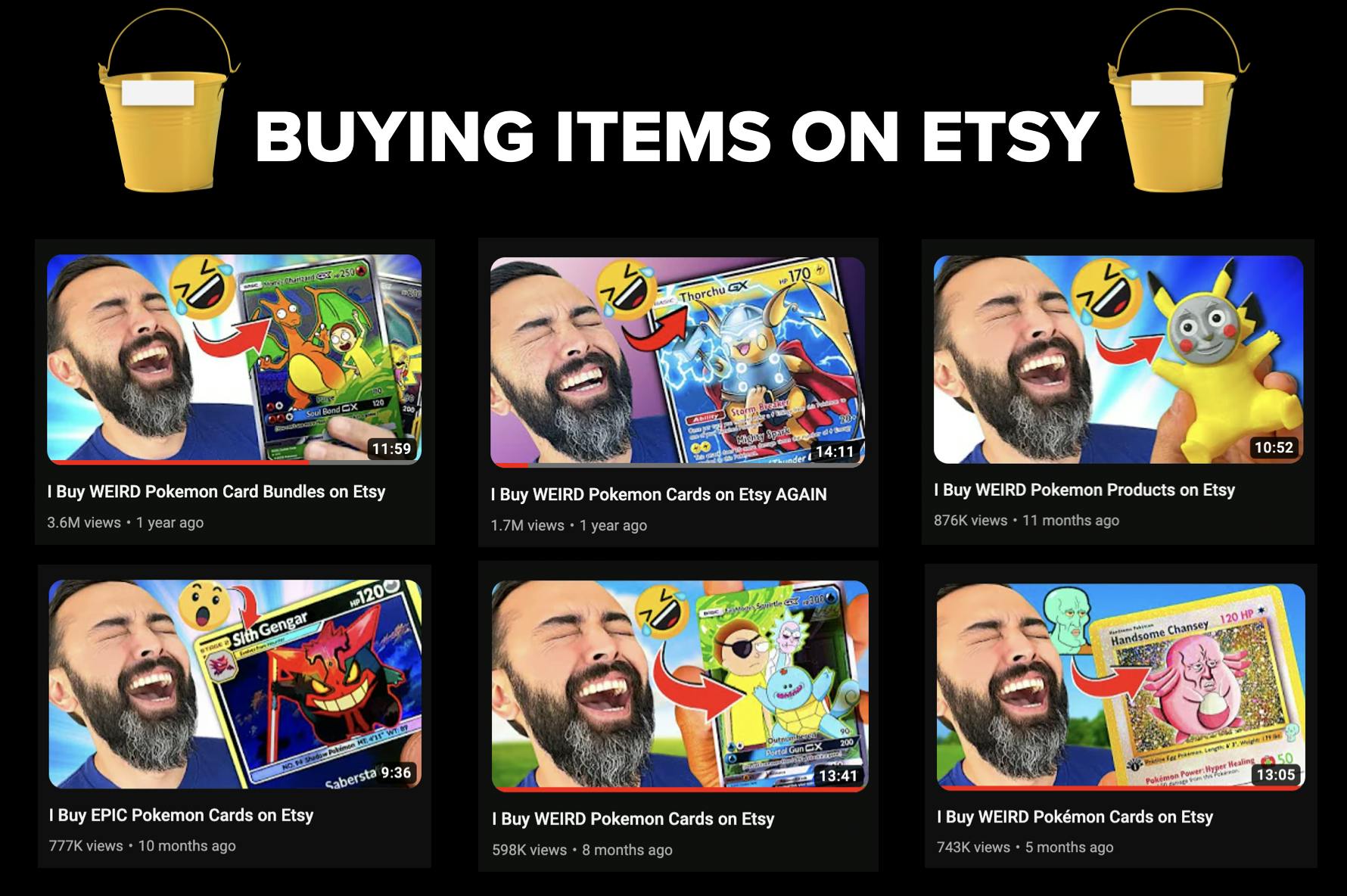 Screenshot of bucket video with title BUYING ITEMS ON ETSY