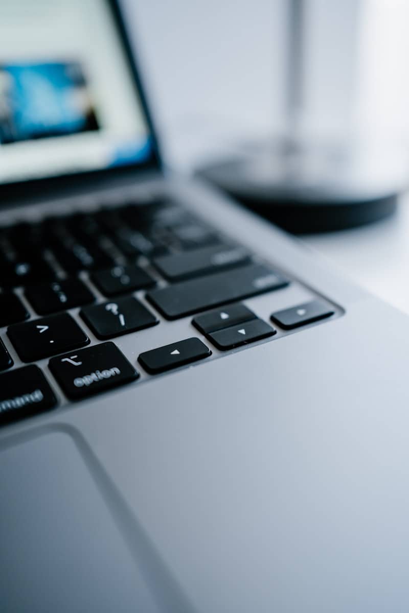 A close up of a laptop computer keyboard