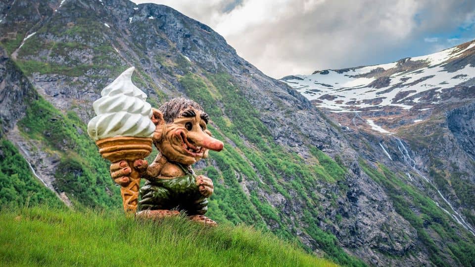 Troll Statue holding a giant ice cream cone in norway