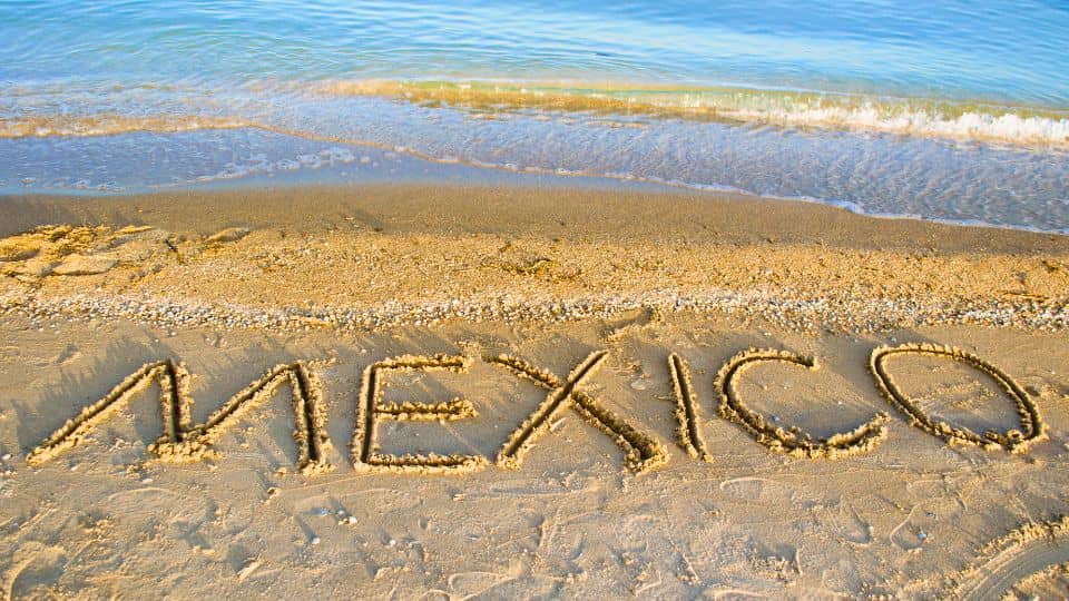 The beach with Mexico written on it