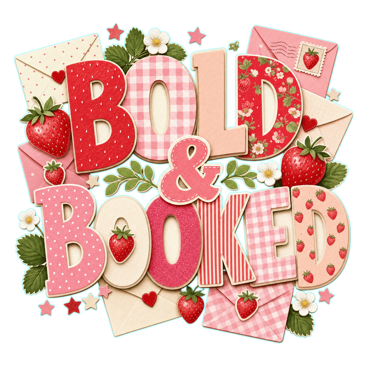 bold and booked, strawberry sticker, sticker prompts