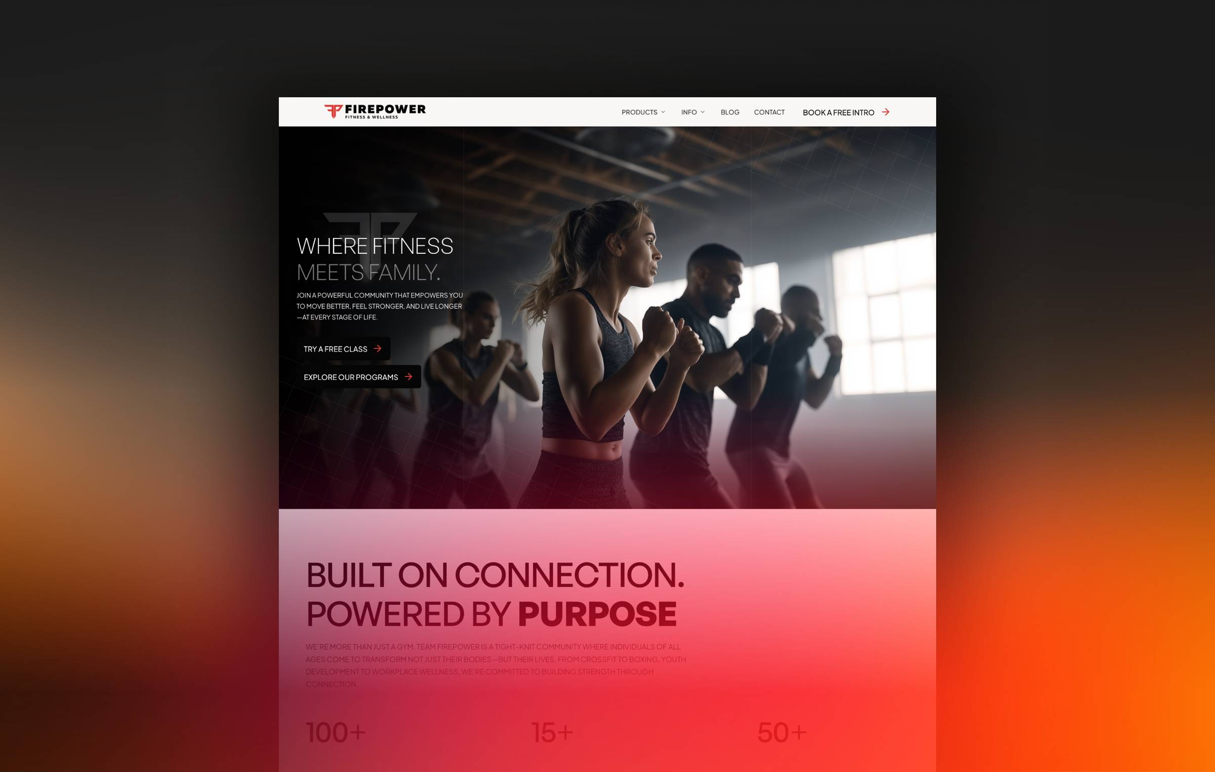 Landing page design of a high converting fitness website