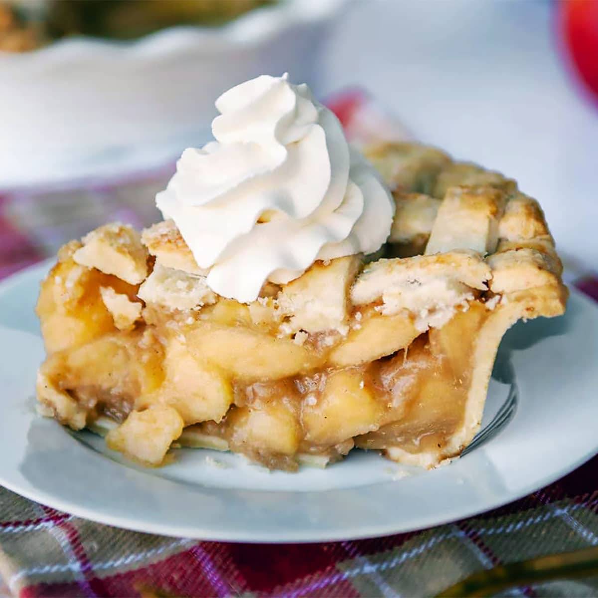 Close up of apple pie slice