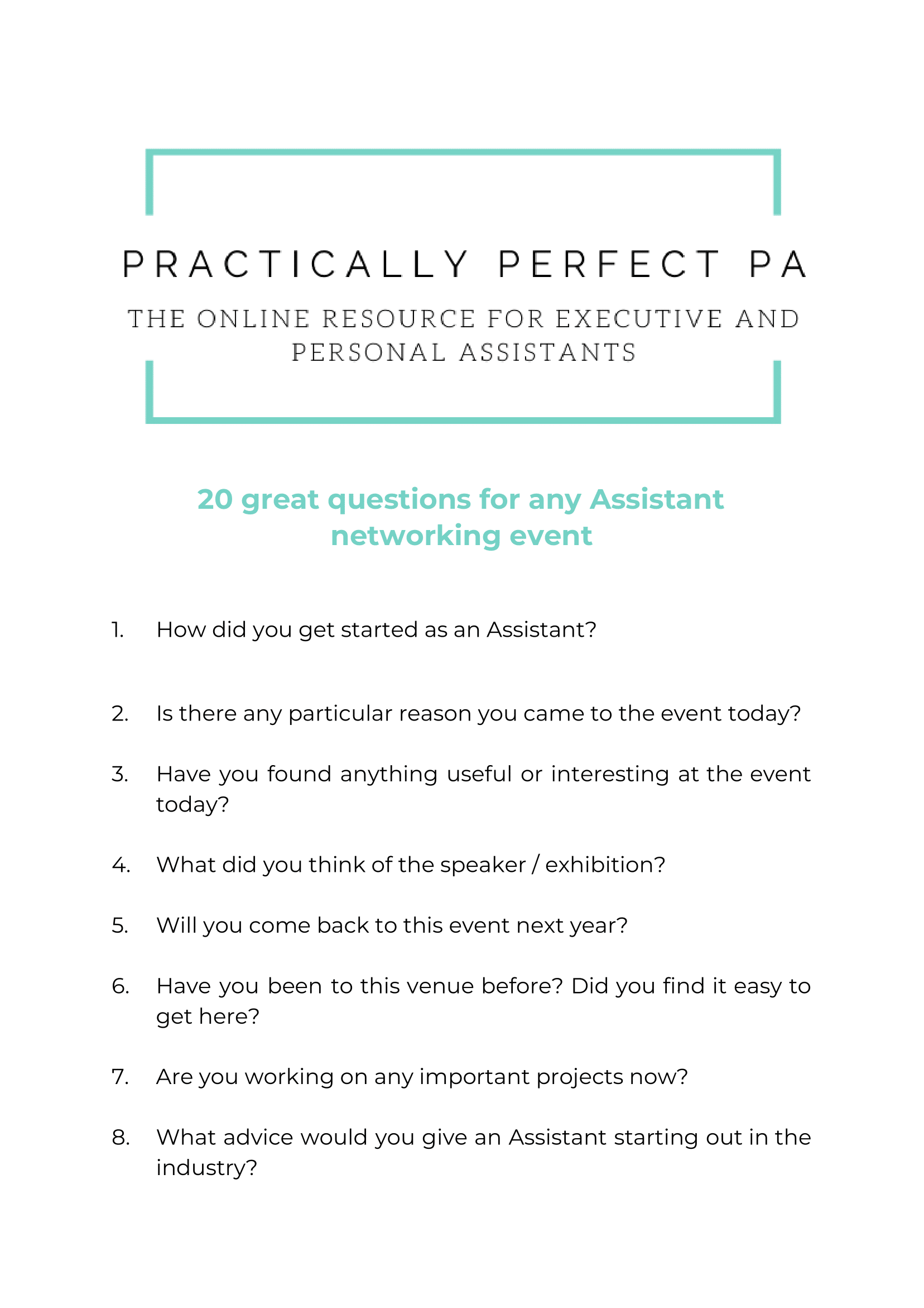 20 Networking Questions for Assistants