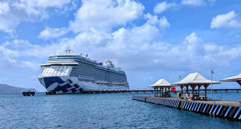 Princess Cruise ship docked at a Caribbean island