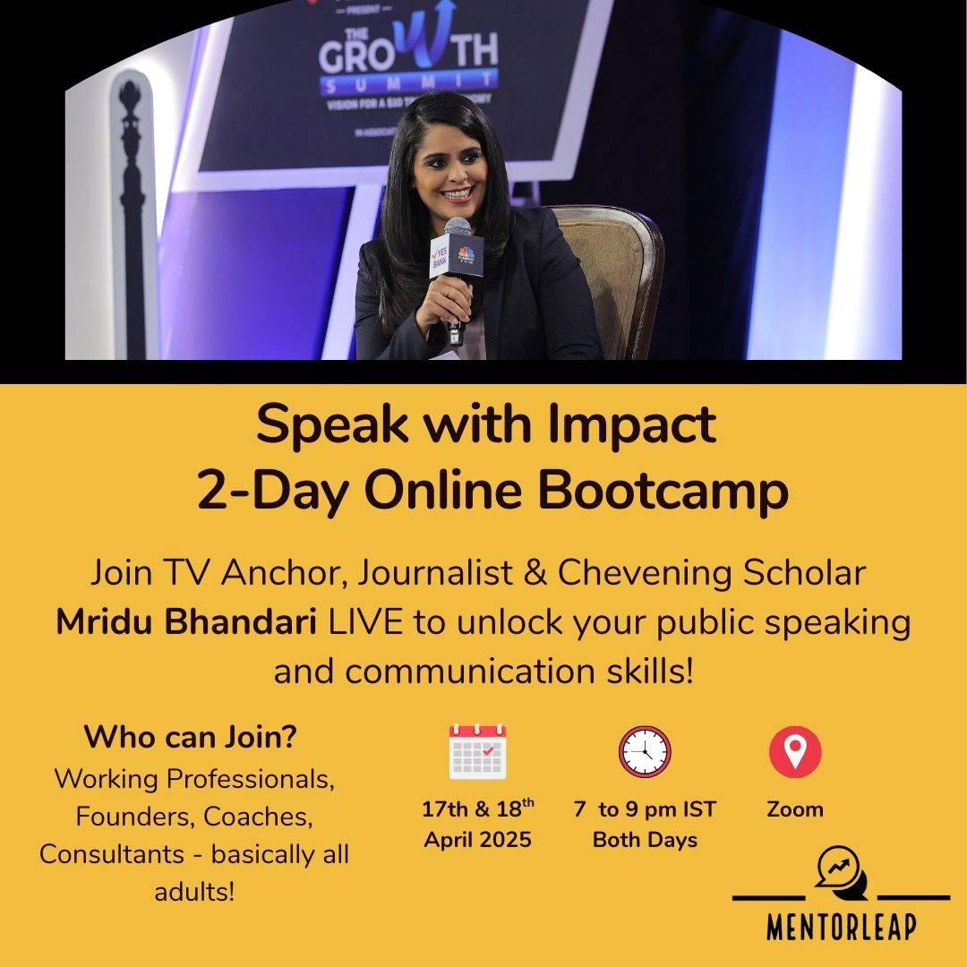 Mridu Bhandari speaking on stage