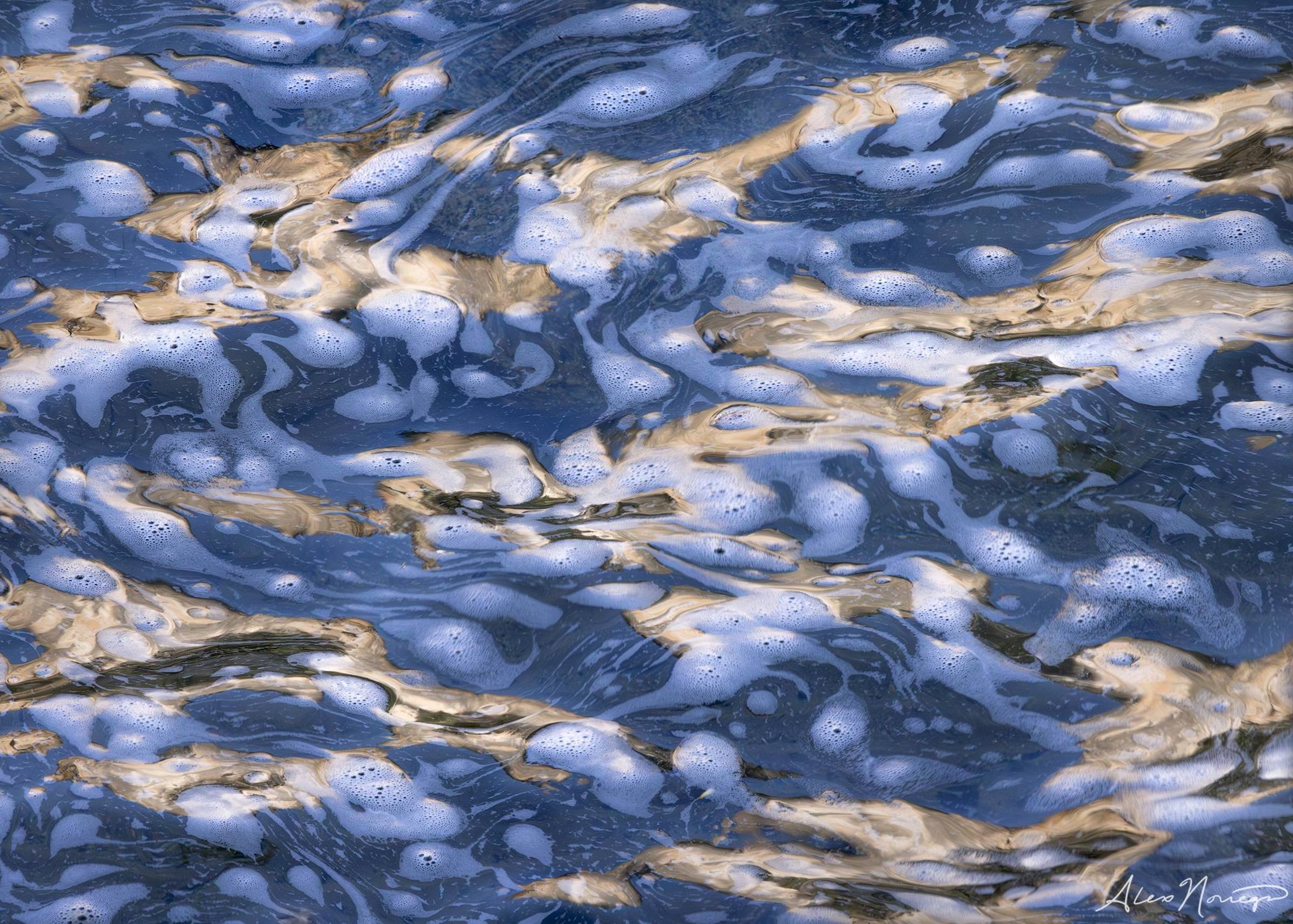 swirling foam in river