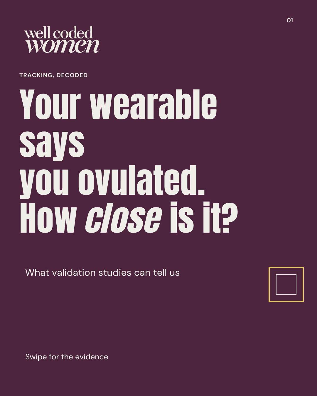 Your wearable may know the window—not the exact ovulation day.

A 2026 review found 88–90% pooled accuracy within two to three days, but the exact-day estimate was highly uncertain.

Useful for spotting patterns. Not proof of ovulation—and not birth control.

Has your wearable ever disagreed with your cycle? 👇

Save this and follow @wellcodedwomen for research explained by a scientist.

#CycleTracking #OvulationTracking #WomensHealthResearch #WearableHealth #WellCodedWomen