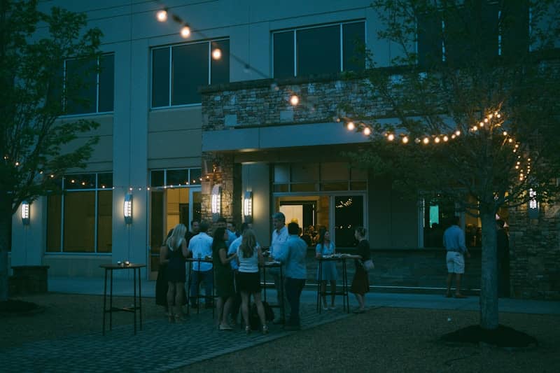 A group of people enjoy an outdoor gathering.