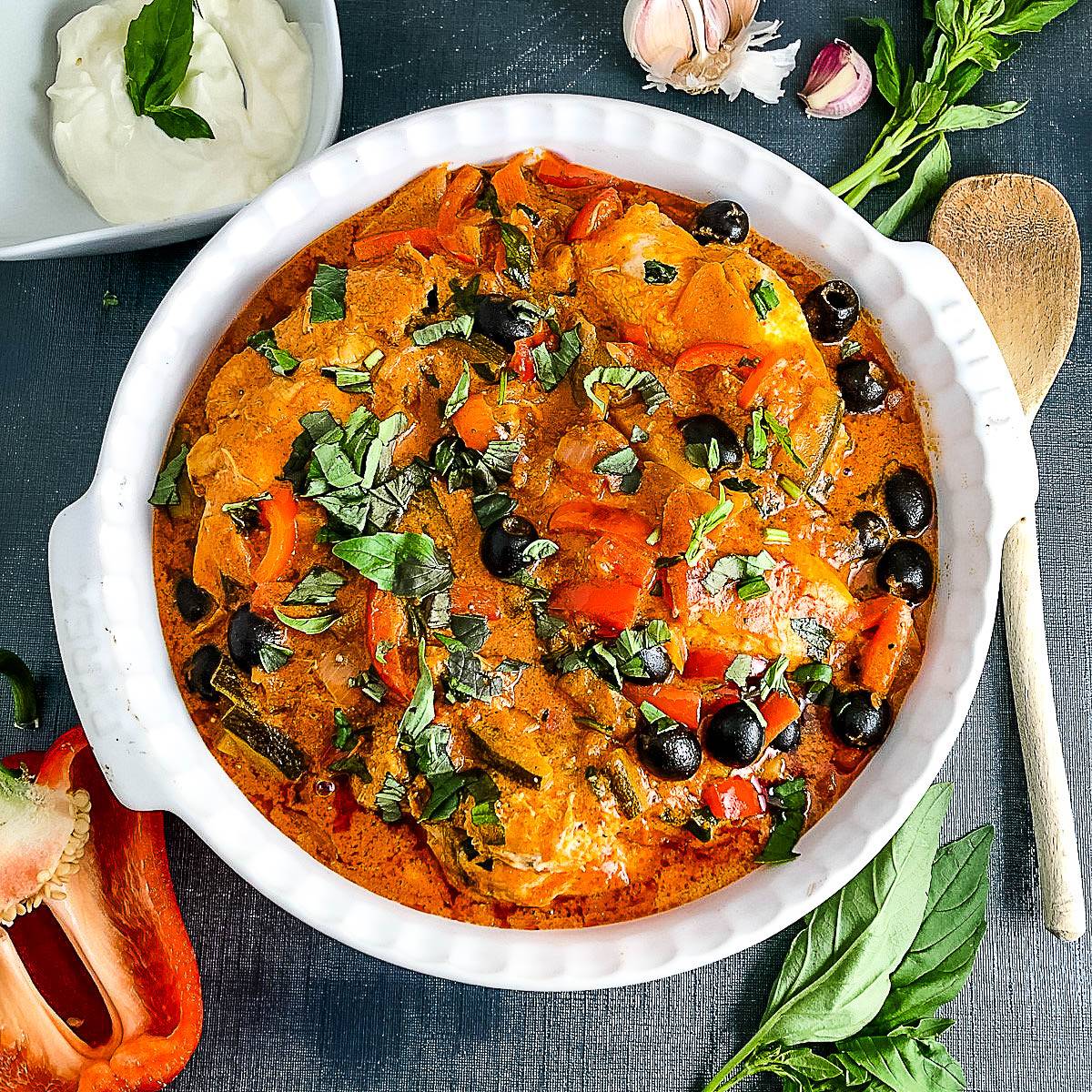 red pesto chicken casserole