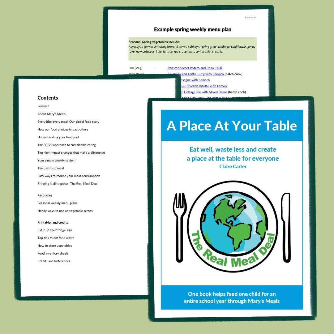 preview pages of A Place at Your Table, an ebook on how to eat a sustainable diet
