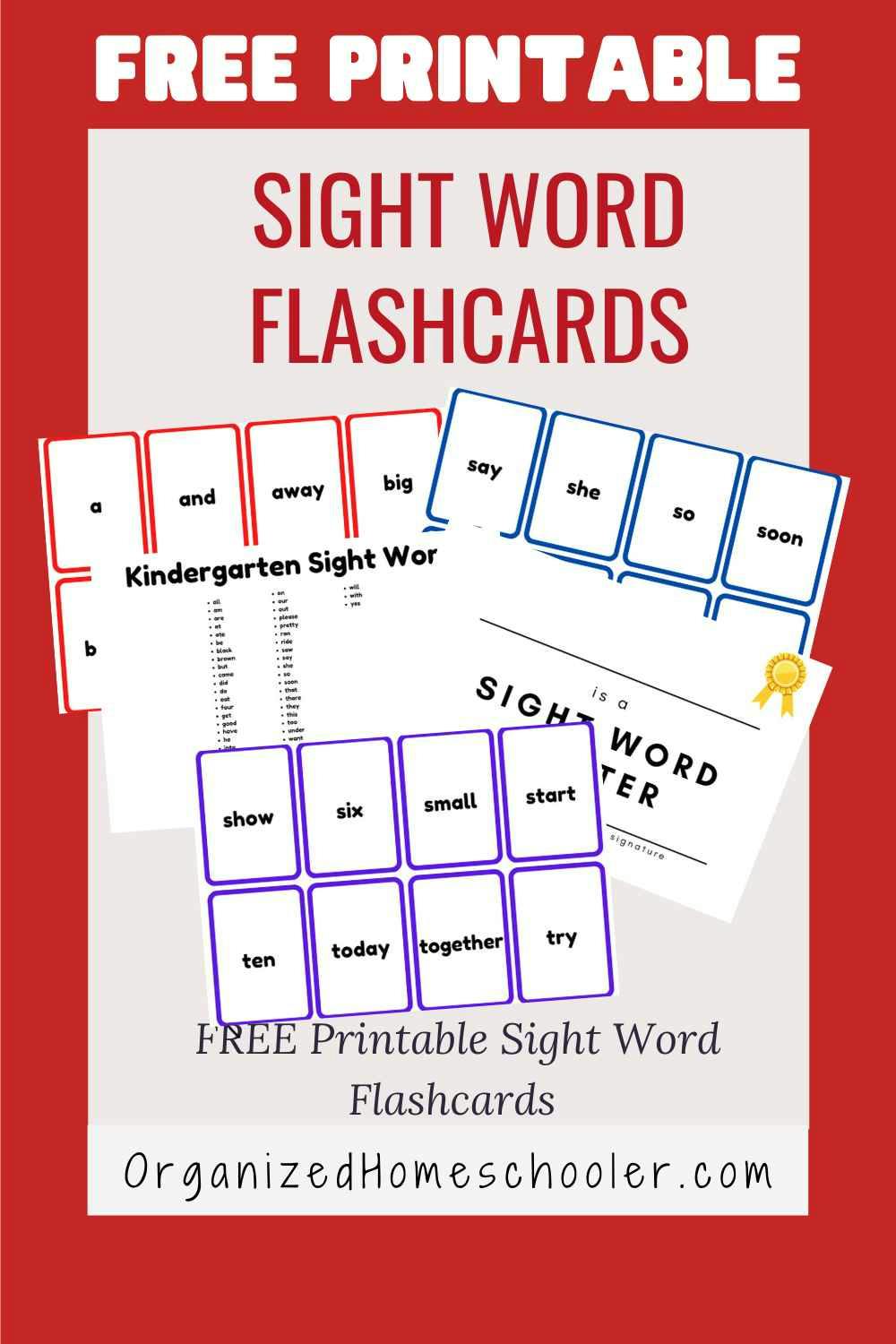 FREE Sight Word Flashcard Labels