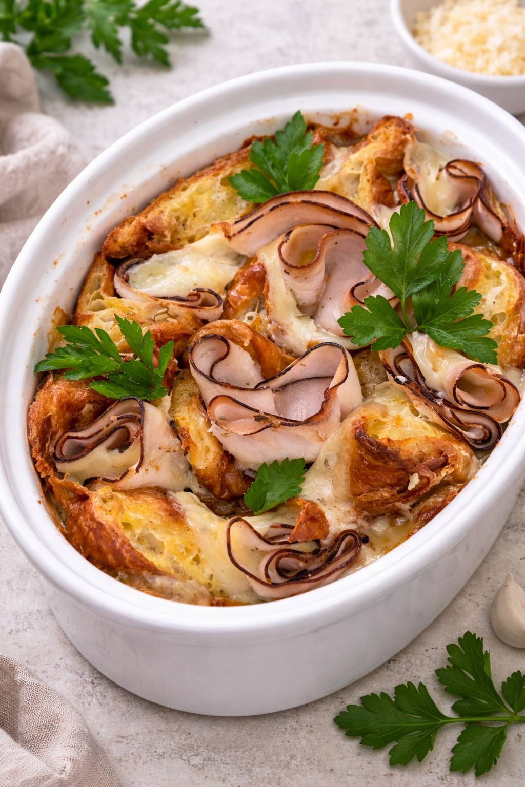turkey swiss croissant breakfast bake