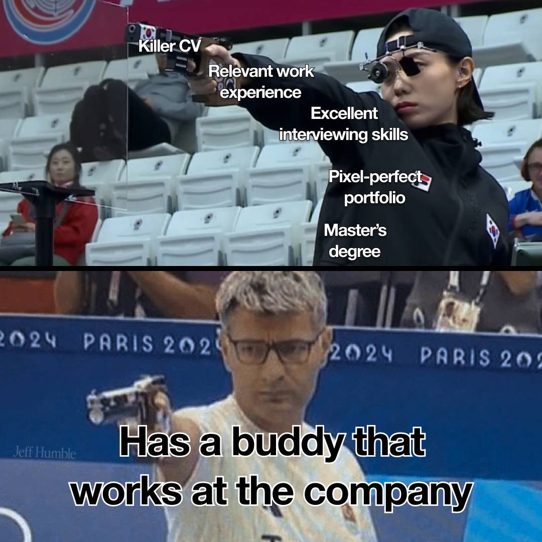 olympic shooter job applicant meme