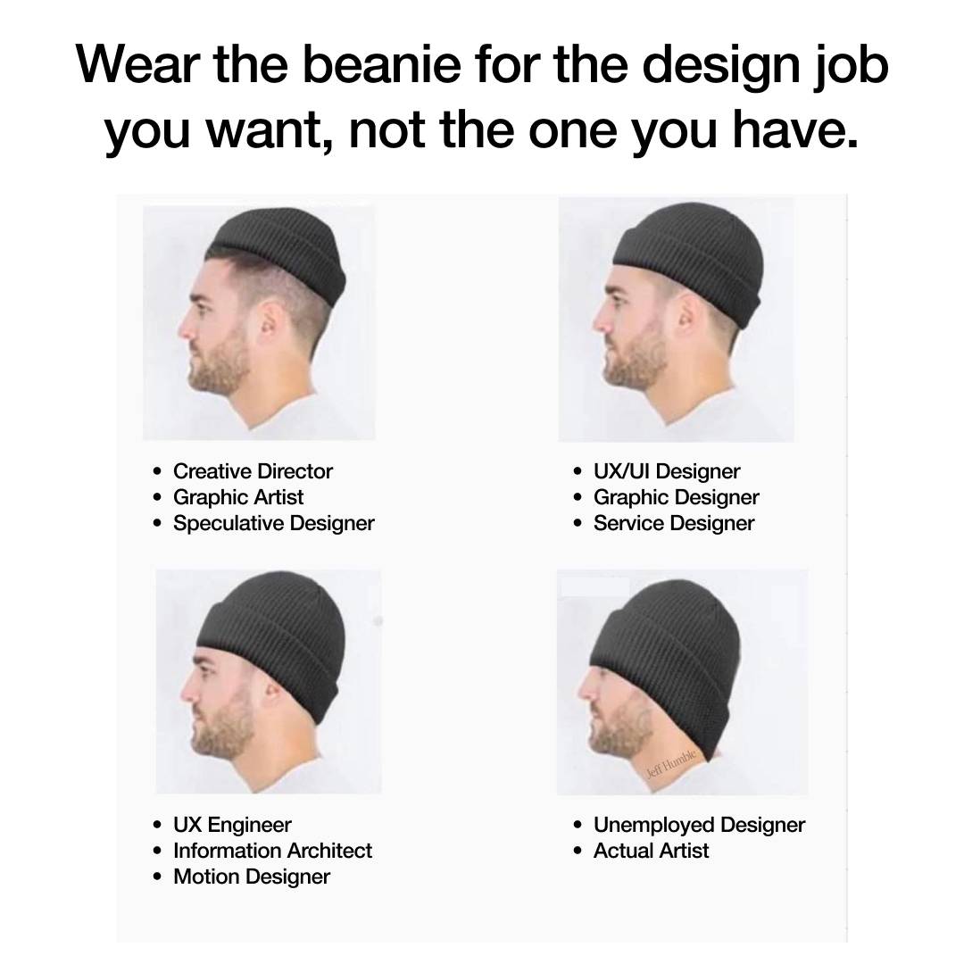 design job small beanie meme