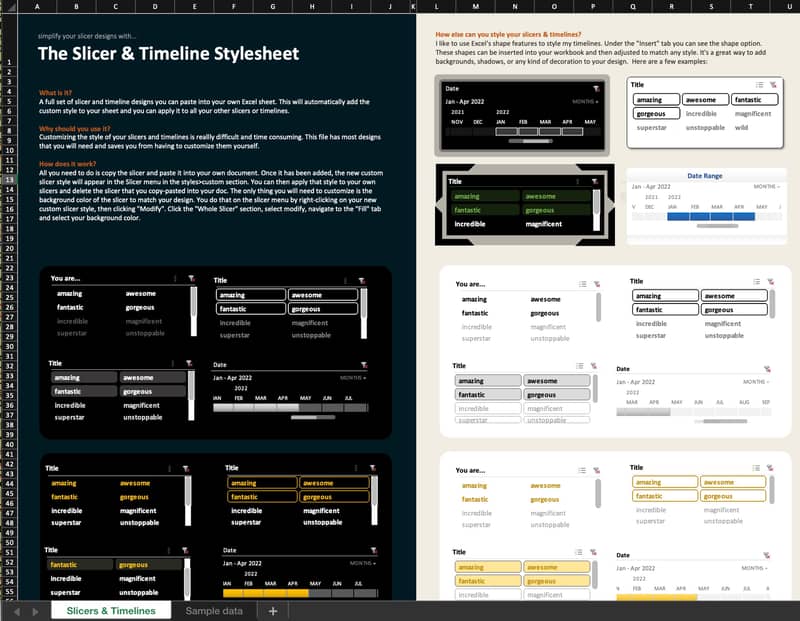 The Slicer Stylesheet — Excel template by Big Excel Energy