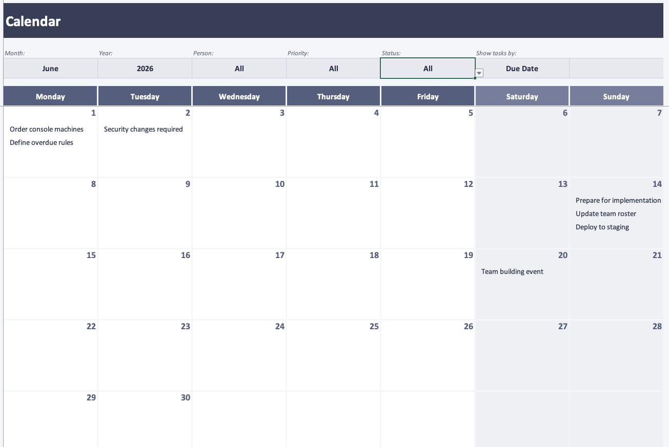 Excel Kanban Board preview 3