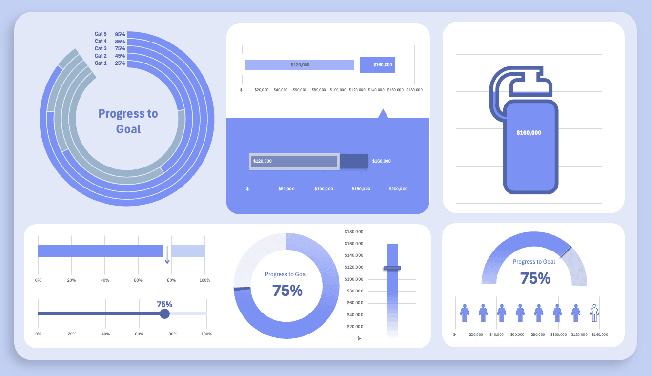 Progress & Comparison Chart Templates for Excel — preview