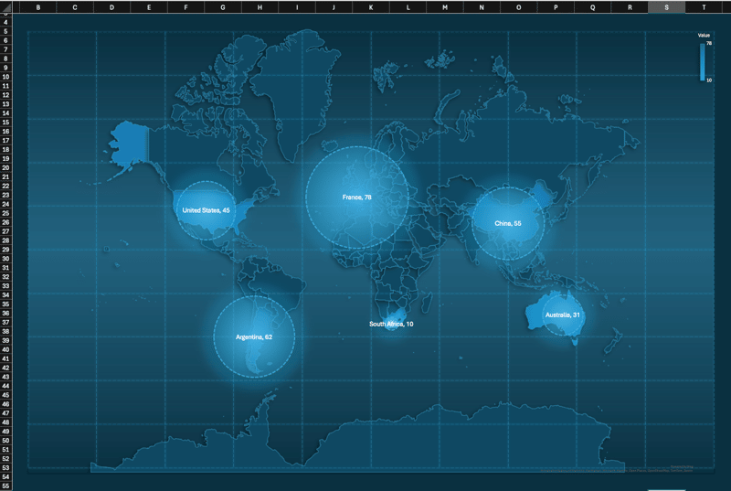 Geo Bubble Chart — Excel template by Big Excel Energy