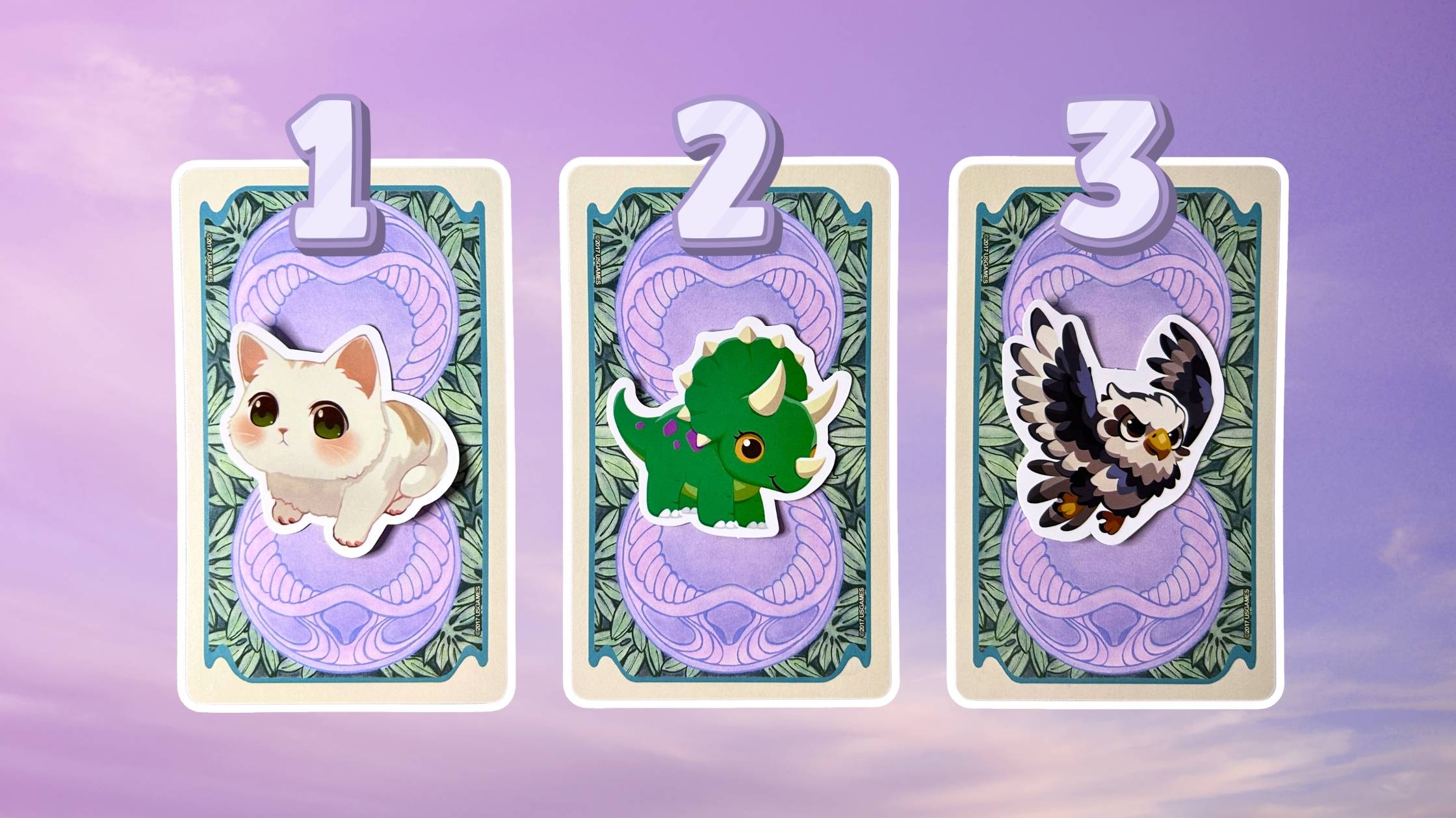 Three tarot pick a card piles how how to make your career abundant: pile 1 - cat, pile 2 - dinosaur, and pile 3 - bird