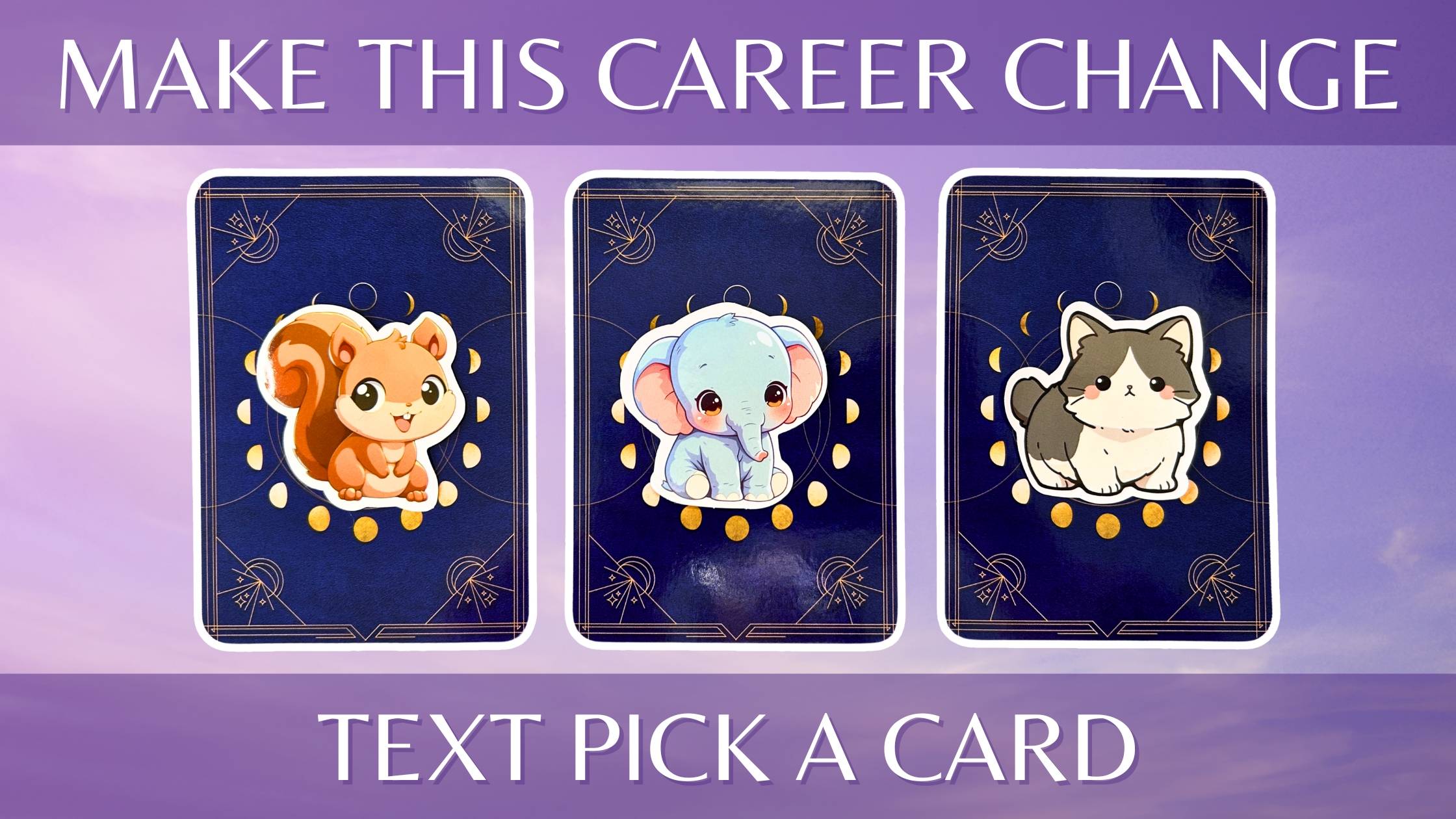 Three oracle pick a card piles: pile 1 - squirrel, pile 2 - elephant, and pile 3 - cat