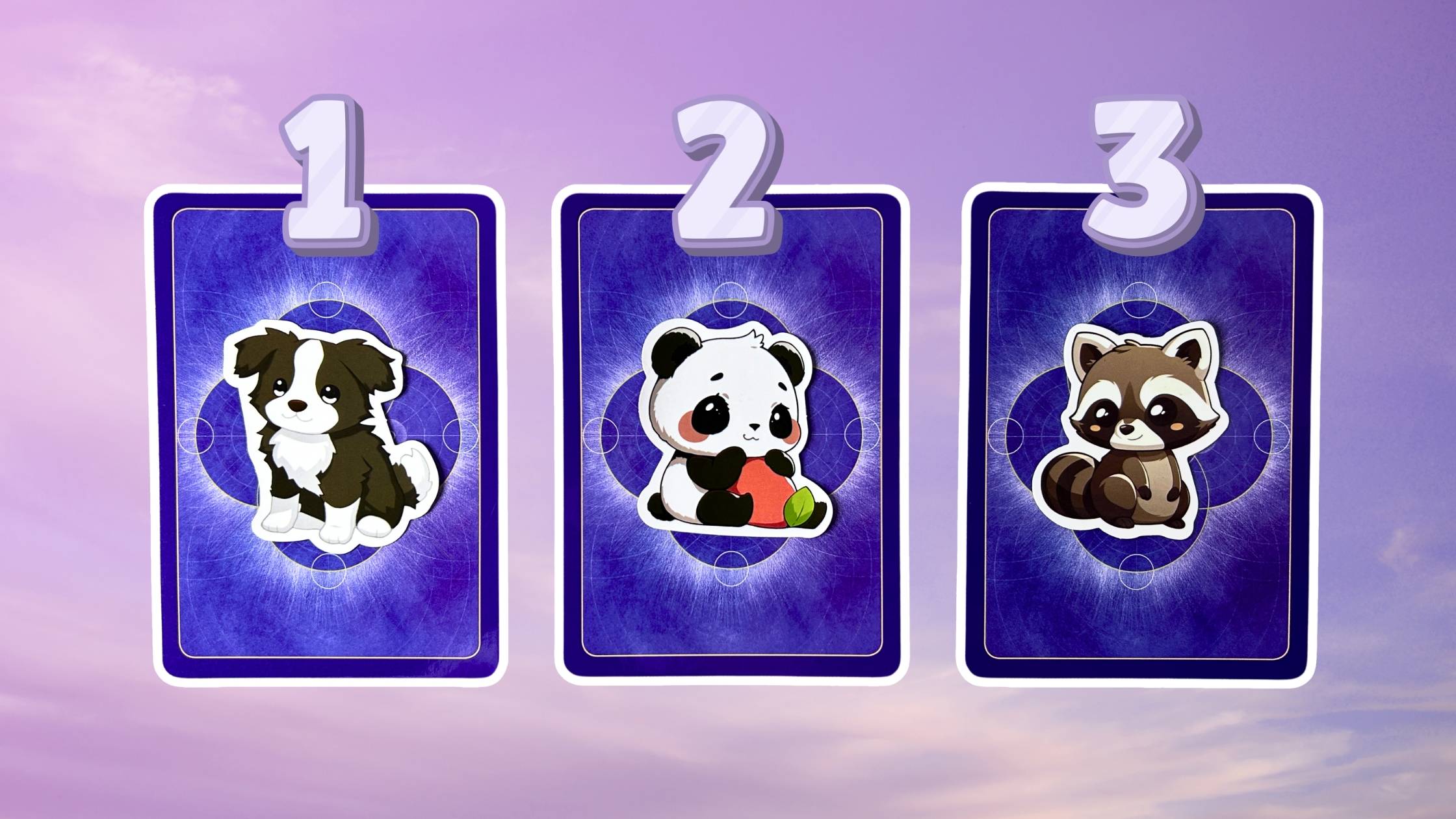 Three tarot pick a card piles on what people expect of you: pile 1 - dog, pile 2 - panda, and pile 3 - raccoon