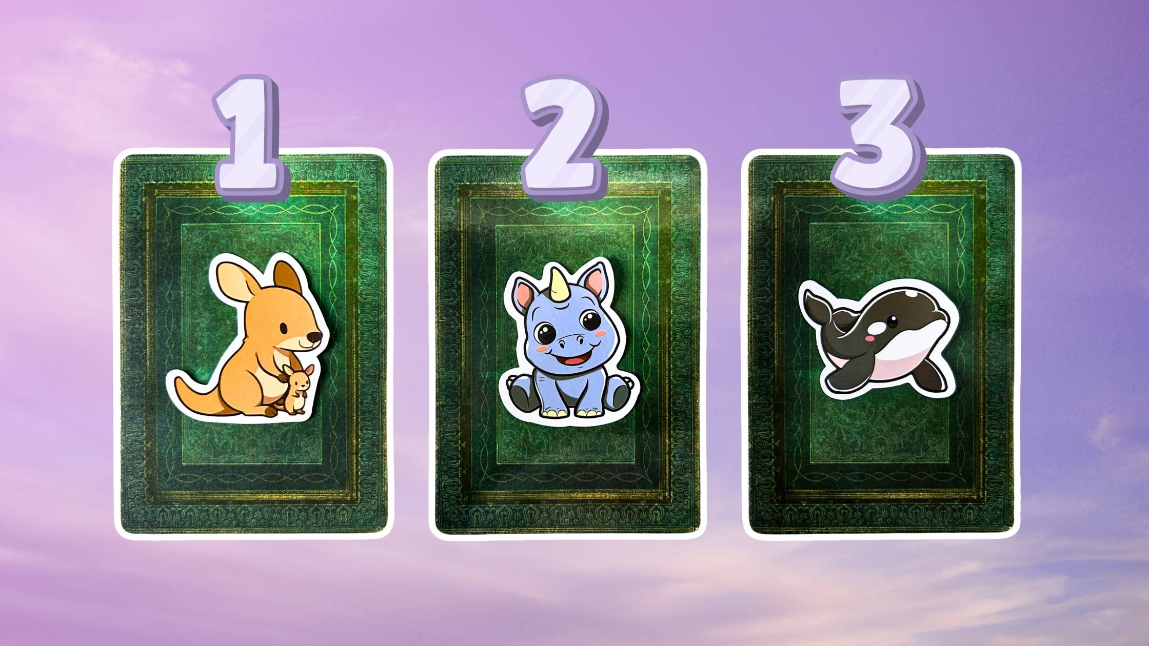Three tarot pick a card piles on what you need from other people: pile 1 - kangaroo, pile 2 - rhino, and pile 3 - orca