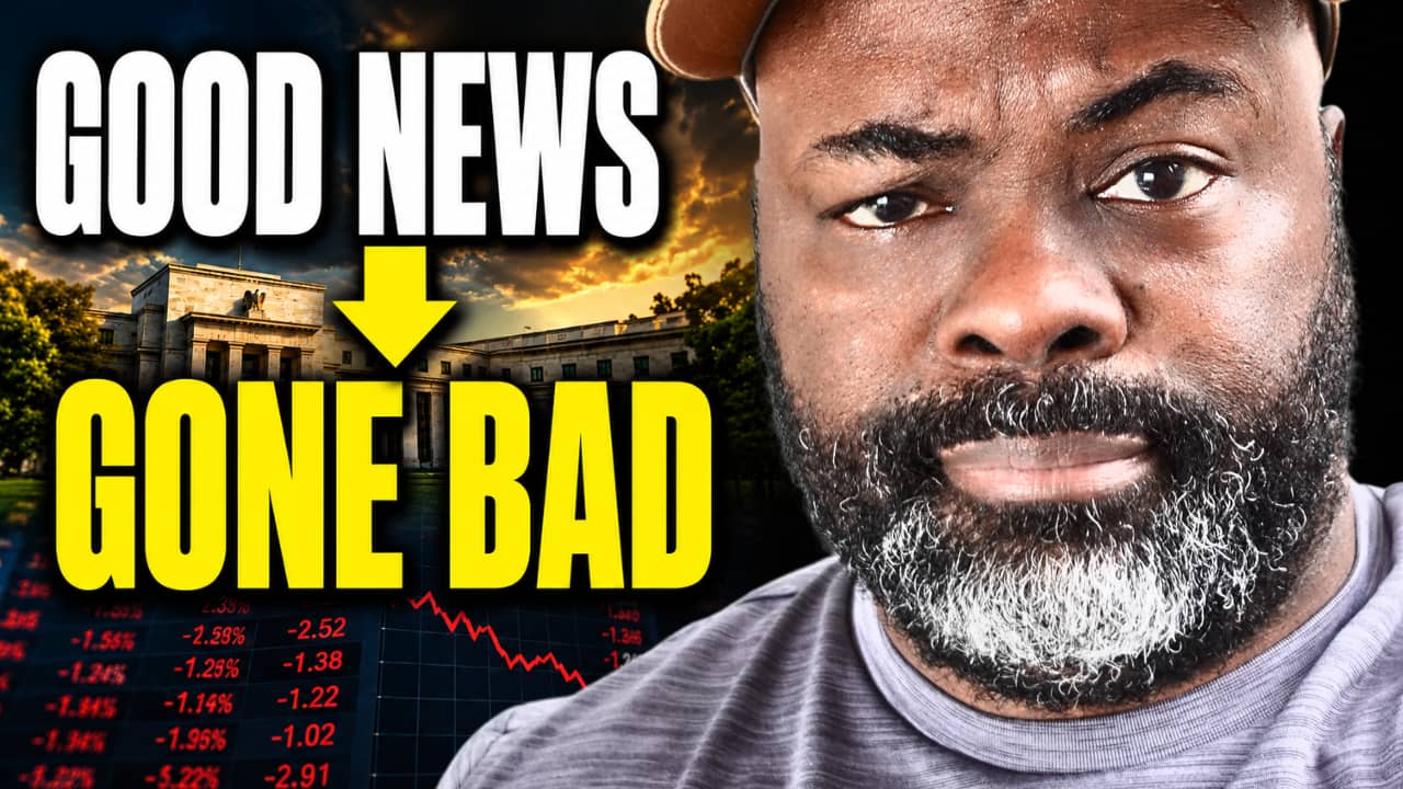 Good News Gone Bad stock market thumbnail featuring Eric Bowie and a falling market chart.