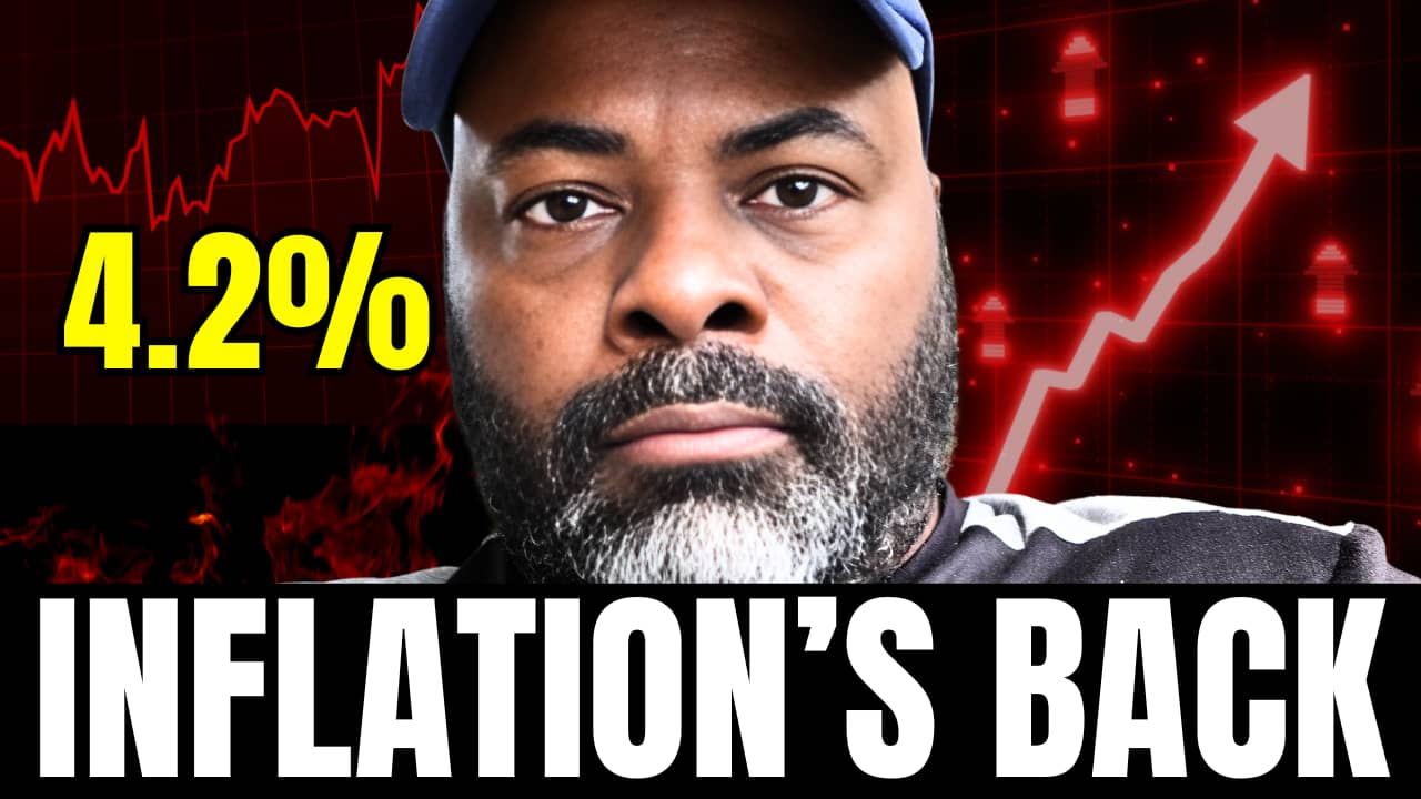 Eric Bowie with a rising market chart in the background and the text "Inflation's Back" and "4.2%" highlighting a recent increase in inflation.