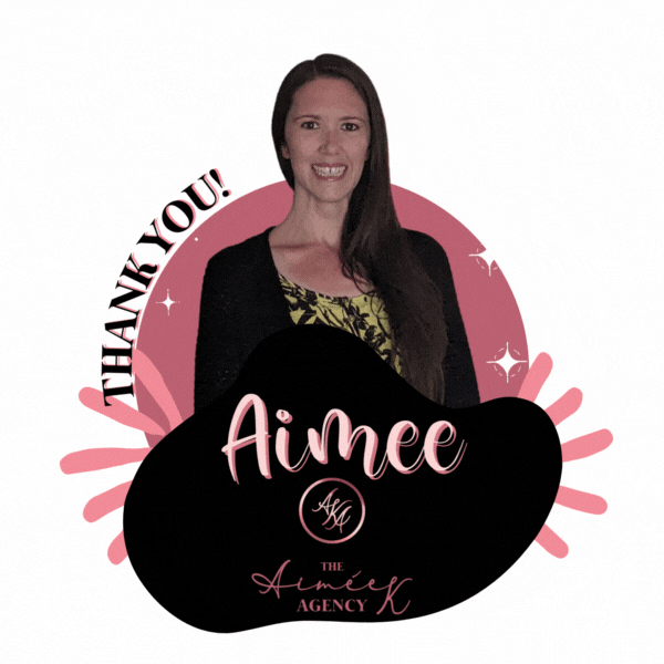 A GIF of Aimee with Thank You flashing