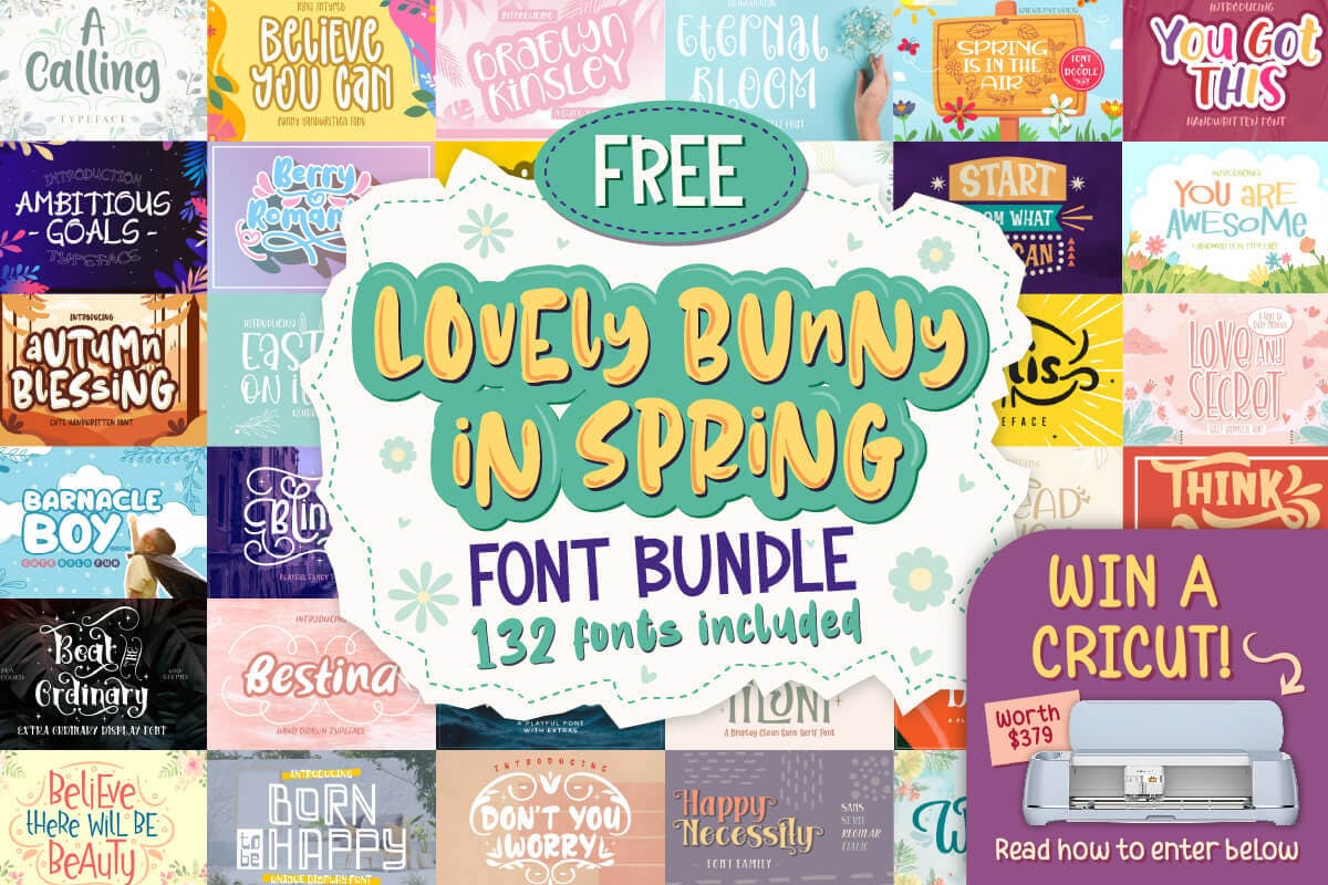 FREE LOVELY BUNNY IN SPRING FONT BUNDLE  FROM CREATIVE FABRICA