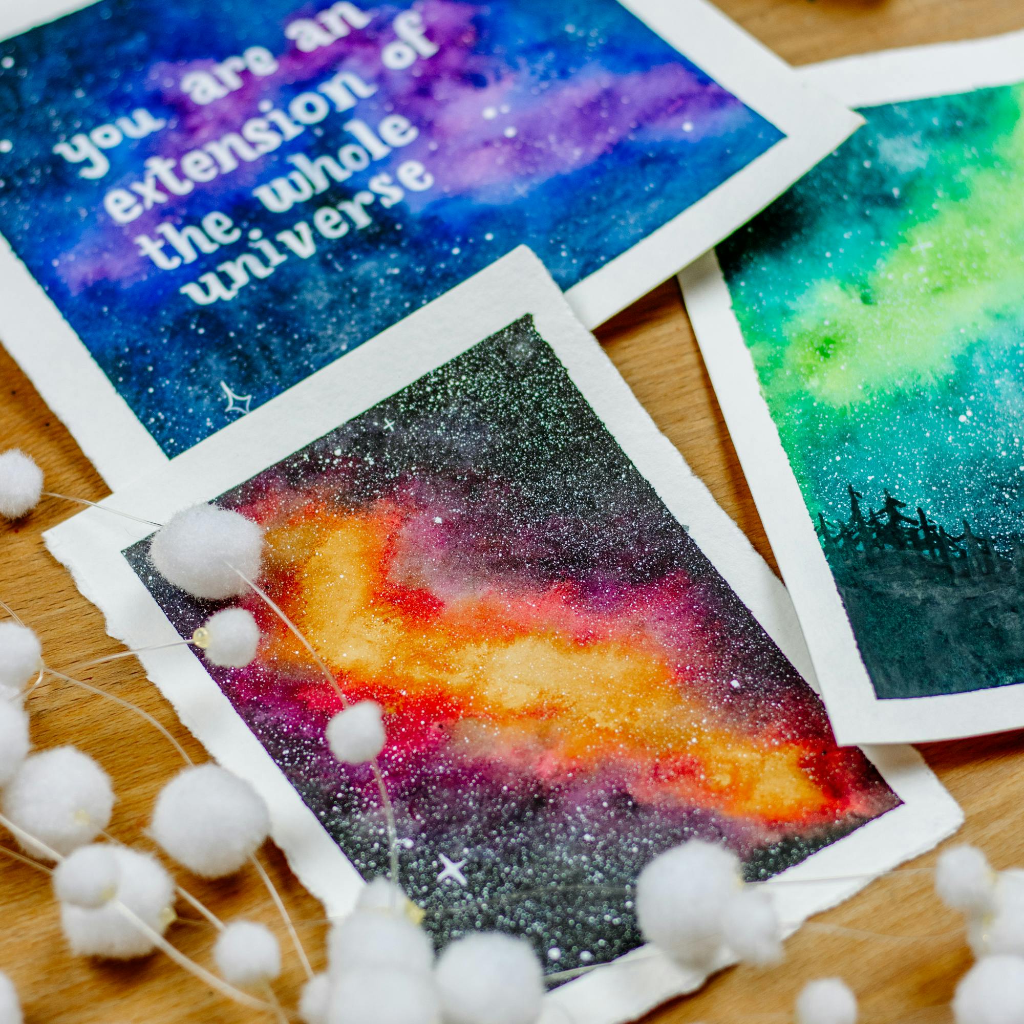 Collection of Watercolor Galaxy paintings