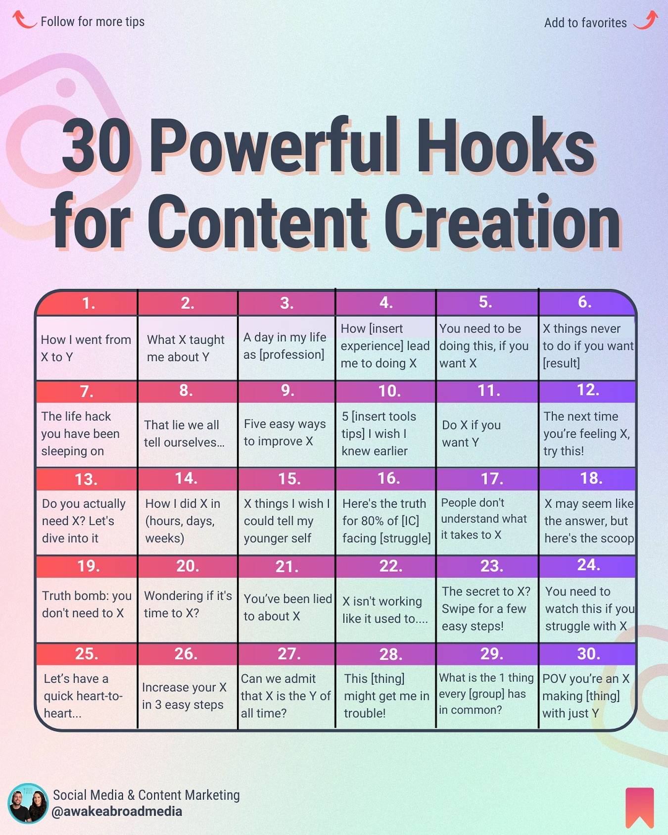 Comment “Hooks” for 35 more scroll-stoppin’ hooks!⚡️

Not getting the views you want on your posts?

It might have nothing to do with the quality of your content but everything to do with the hooks you use!

Truth is, attracting your audience and getting them to take action is a SKILL... especially with the 1-3 second attention span most people have these days.

A good hook has the power to STOP the scroll and INSPIRE action🏃🏽‍♀️

So hooking your audience and guiding them to the action they need to take is a critical part of creating content for social media.

But like many entrepreneurs, your plate is full.. 🧆

So why would you spend hours & hours learning how to write converting hooks?

That’s exactly why we created 65 Hooks with a bonus of 35 calls to action - so you don’t have to 🥹

So comment HOOKS or find the link to the cheatsheet in our bio!

Spread the knowledge and share it with a friend ↗️

————-

#iggrowth #iggrowthtips #iggrowthhacks #contentcreationtools
#instagramgrowthhacking #instagramgrowthservice #instagramgrowthexpert #instagramstories
#instagramstoryideas #socialmediamarketingtip socialmediamarketingservices #instagramfeatures #digitalmarketingcompany digitalmarketingtrends #digitalmarketingspecialist #contentstrategy
#contentstrategytips #instagrammarketingstrategy #instagrammarketingtip #instagrammarketingforbusiness
#contentideas #contentideasforsocialmedia #contentideasforsmallbusinesses #instagramcontentideas
#socialmediatools #instagramseo #contentmarketingtips
#instagramreelstips #reeltips #hooks