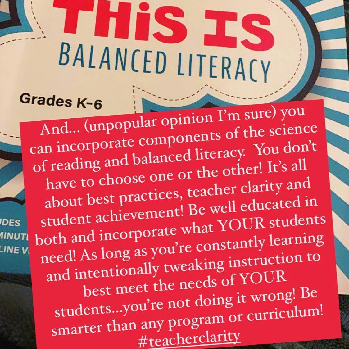 YOU DON’T HAVE TO CHOOSE between the science of reading and balanced literacy! I support BOTH and I need components of BOTH to help students achieve their full potential! BE SMARTER THAN ANY PROGRAM OR CURRICULUM! #victimofor
✨
✨
✨
✨
#shiftthebalance
#readingteacher
#iteachreading
#readingspecialist
#literacymatters
#literacyinstruction
#literacycoach
#readingcoach
#instuctionalleader
#instructionalcoach
#assistantprincipal
#principal
#academiccoach
#readingconferences
#studentconferences
#studentfeedback
#scienceofreading
#balancedliteracy
#structuredliteracy
#phonologicalawareness
#phonemicawareness
#minilesson
#sharedreading
#jenjonesuniversity
#kilpatrick
#lucycalkins
#louisamoats
#serravallo
#growingreaders