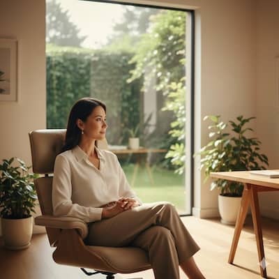 A professional woman looking calm