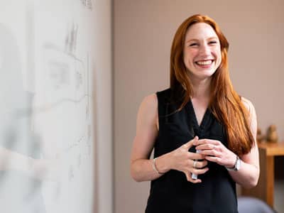 Woman smiling at work