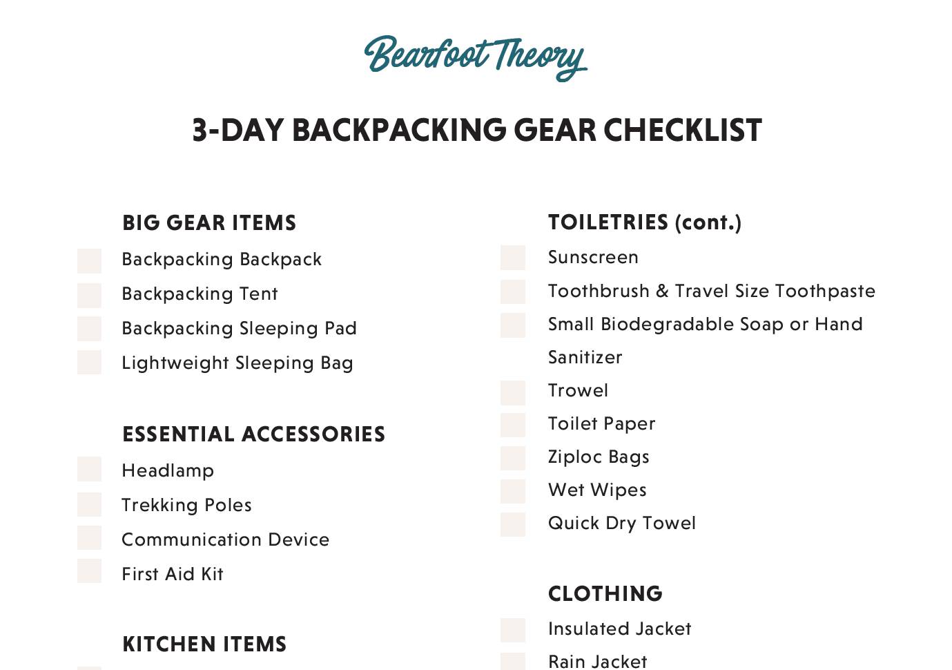 outdoor backpacking gear