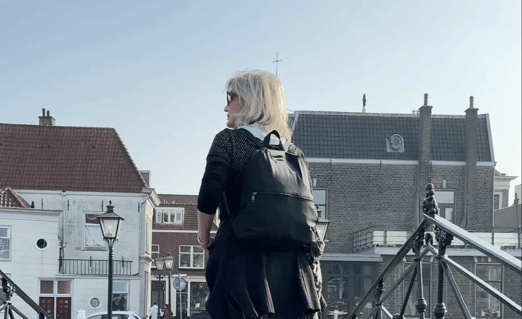 Woman on a bridge in Netherlands