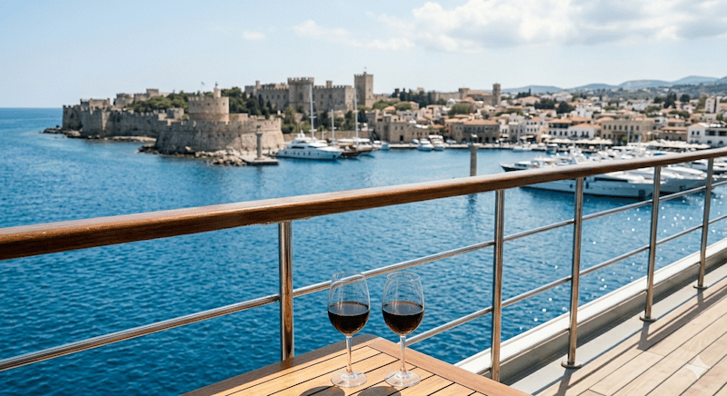 View from cruise line deck to Rhodes