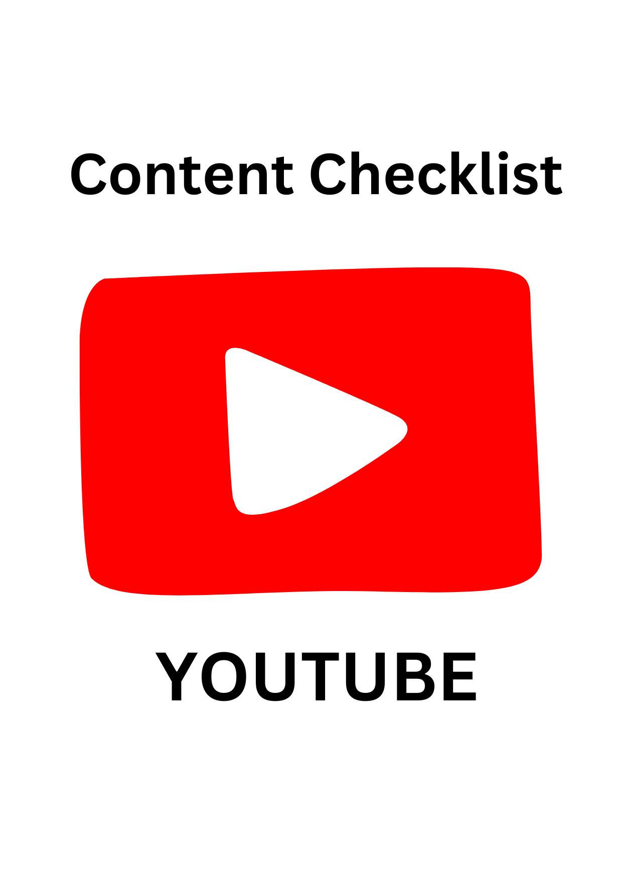 Youtube Content Checklist