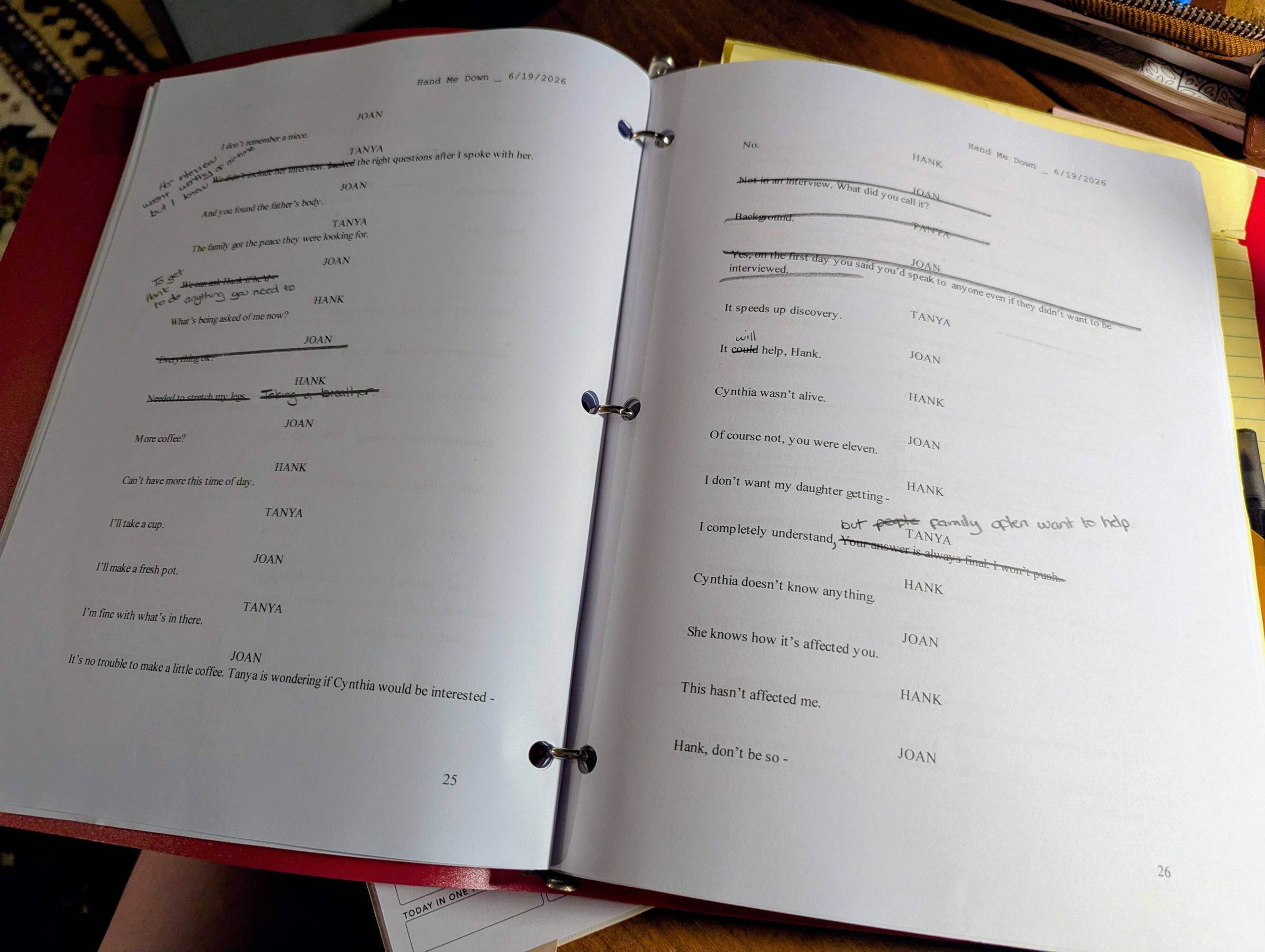 Playscript with pencil notes