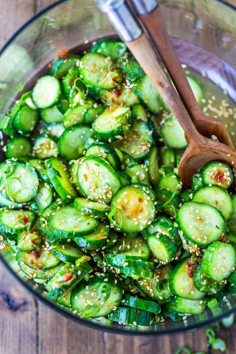Asian Cucumber salad in a bowl