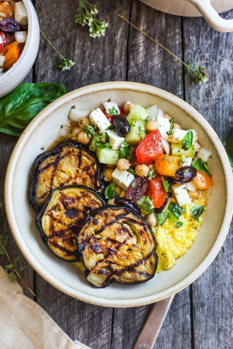 Grilled Eggplant with Polenta