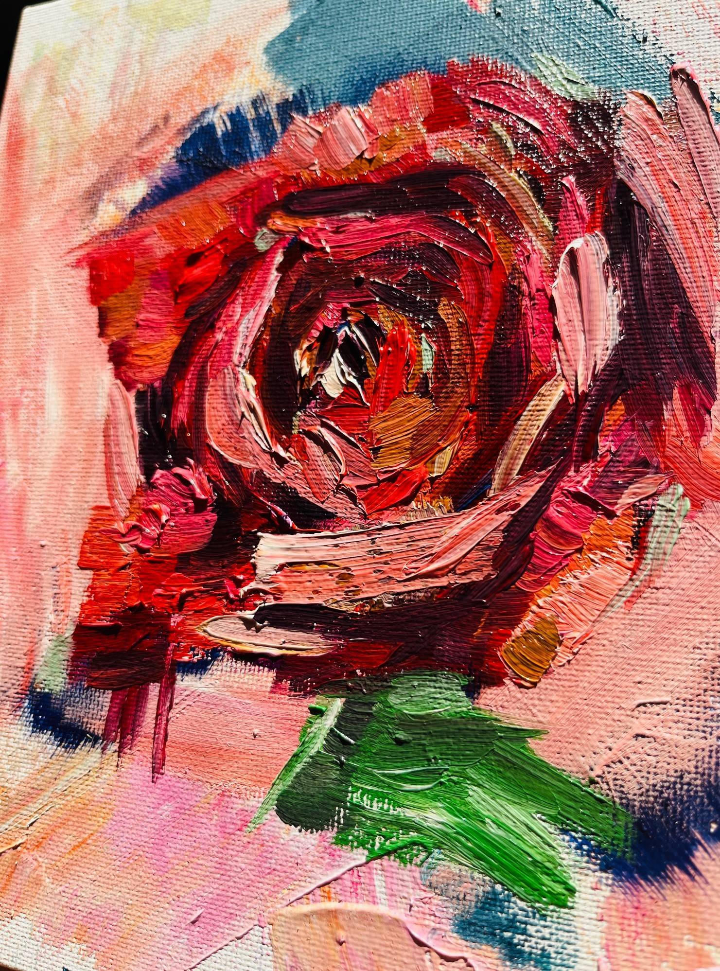 Close up of rose painting