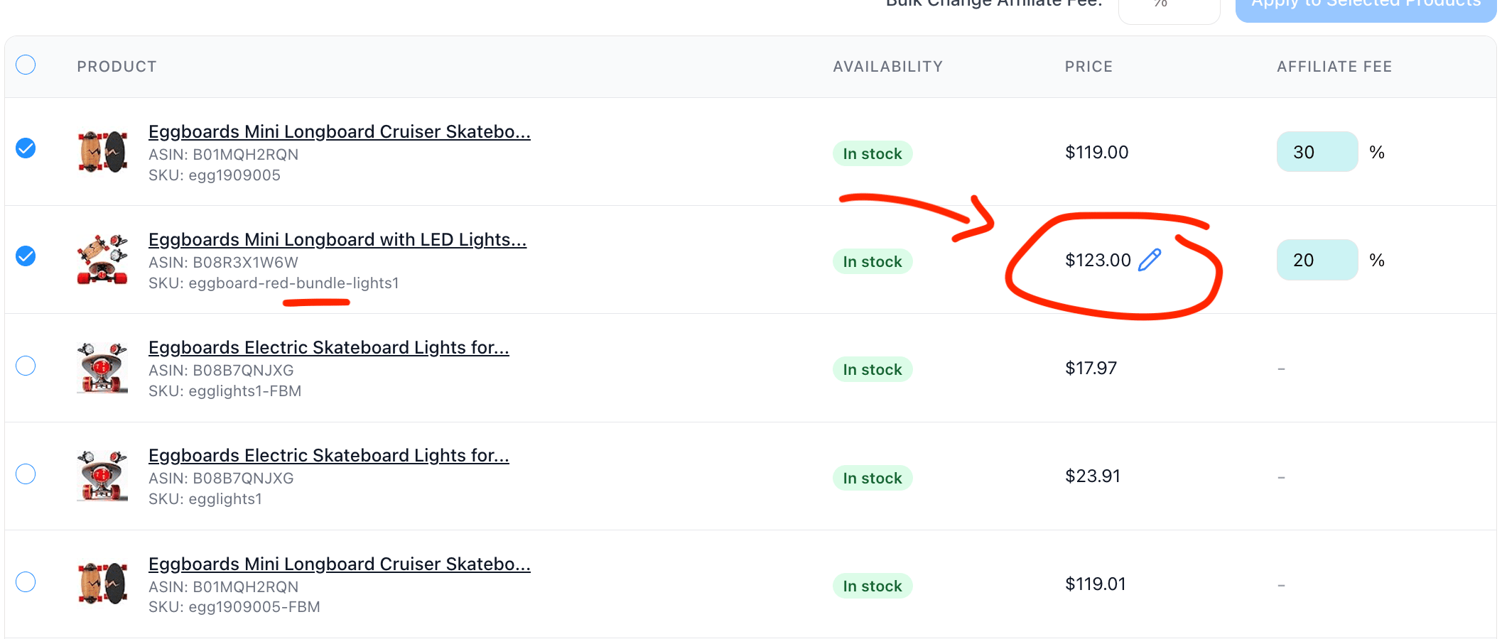 Coral showing Amazon Virtual Bundle added to an affiliate program