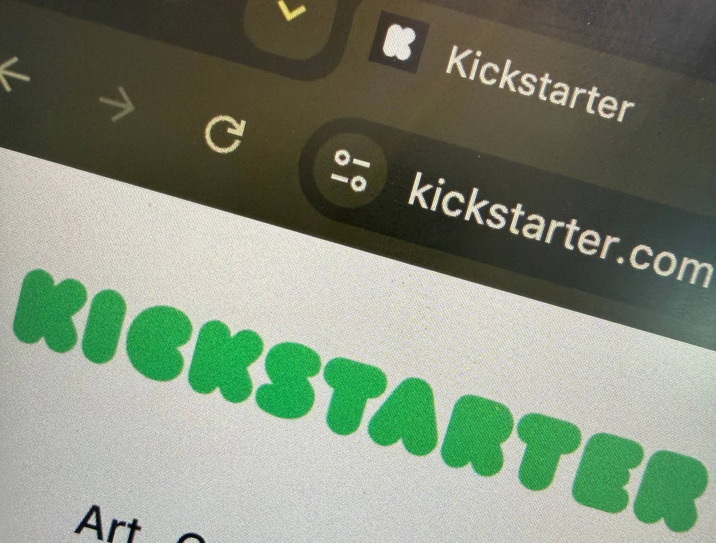 The Kickstarter logo in a web browser