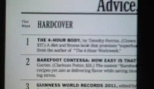 The moment The 4-Hour Body hit number one on the New York Times bestseller list